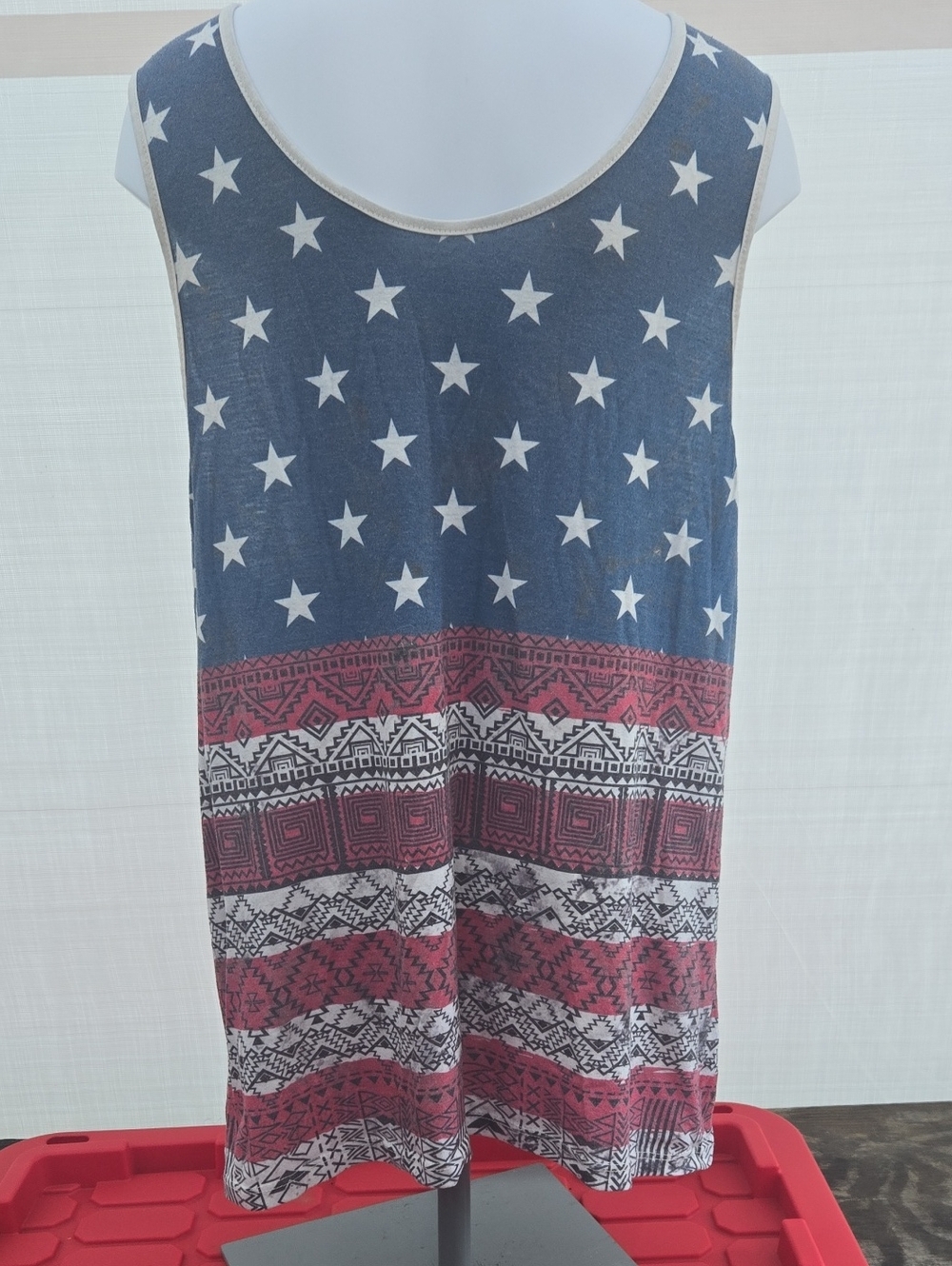 Carbon Blue & White Star Print Tank Top